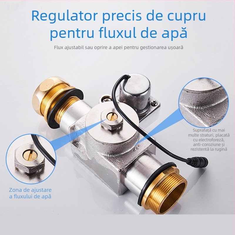 Senzor de spălare automată pentru toaletă, montaj ascuns și expus, ventil de spălare pentru toaletă de tip squat (Material: ABS + Cupru; Alimentare: curent continuu; Model: SJ518052021233)