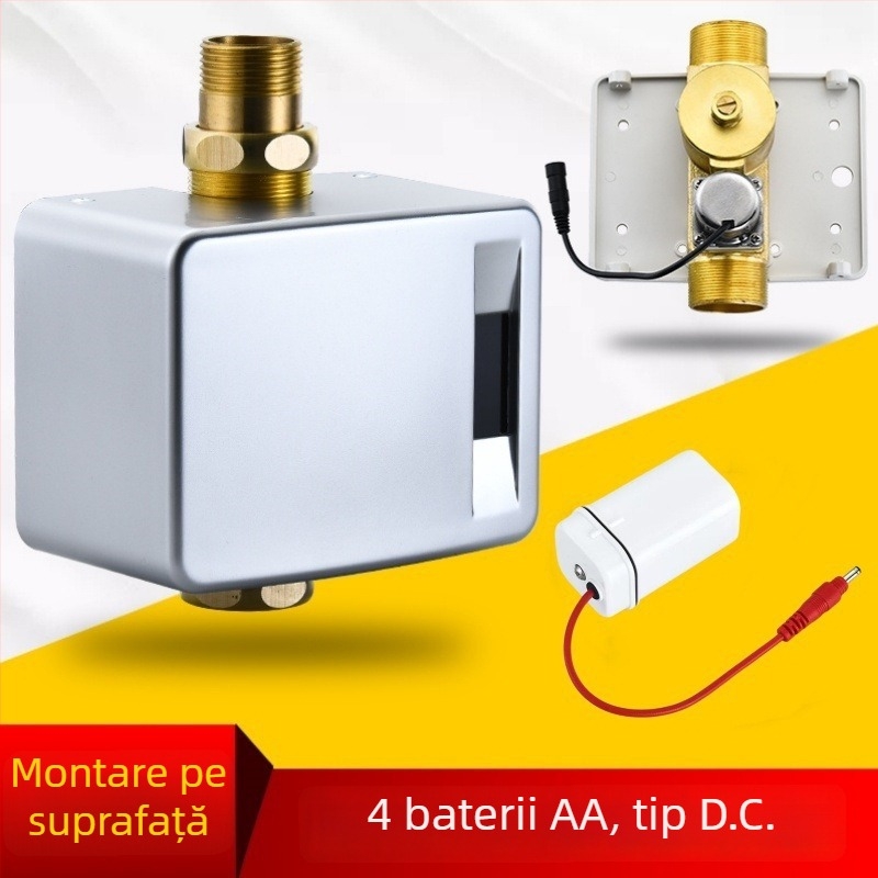 Senzor de spălare automată pentru toaletă, montaj ascuns și expus, ventil de spălare pentru toaletă de tip squat (Material: ABS + Cupru; Alimentare: curent continuu; Model: SJ518052021233)