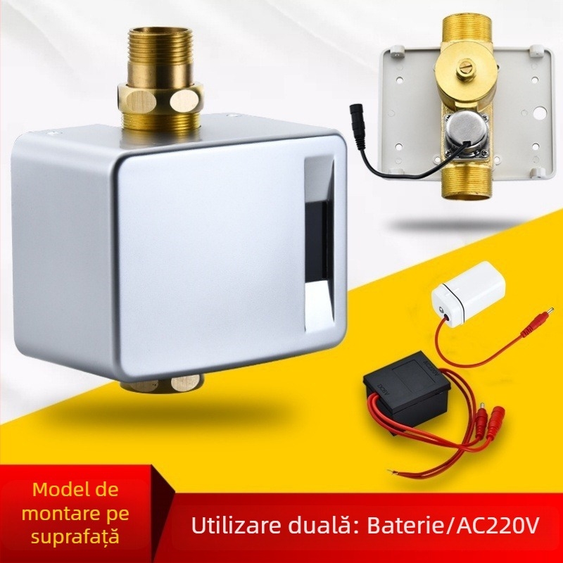 Senzor de spălare automată pentru toaletă, montaj ascuns și expus, ventil de spălare pentru toaletă de tip squat (Material: ABS + Cupru; Alimentare: curent continuu; Model: SJ518052021233)