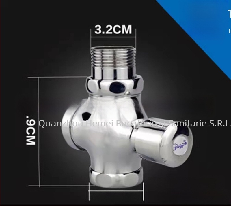 Valve de spălare pentru toaletă de tip squat, modelul 0013, corp din cupru, ieșire DN25, timp de spălare 5 s, presiune de lucru 0-15 bar