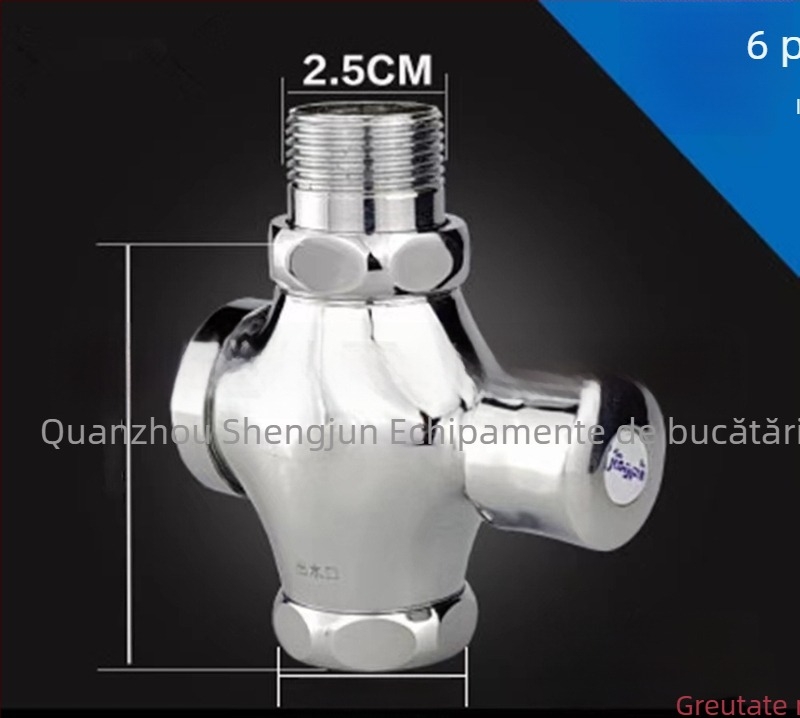 Valve de spălare pentru toaletă de tip squat, modelul 0013, corp din cupru, ieșire DN25, timp de spălare 5 s, presiune de lucru 0-15 bar
