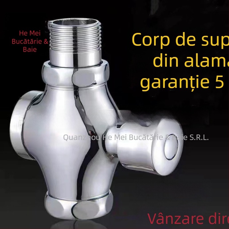 Valve de spălare pentru toaletă de tip squat, modelul 0013, corp din cupru, ieșire DN25, timp de spălare 5 s, presiune de lucru 0-15 bar