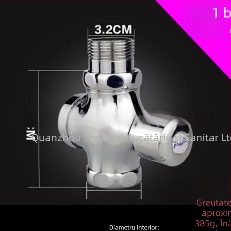 Valve de spălare pentru toaletă de tip squat, modelul 0013, corp din cupru, ieșire DN25, timp de spălare 5 s, presiune de lucru 0-15 bar