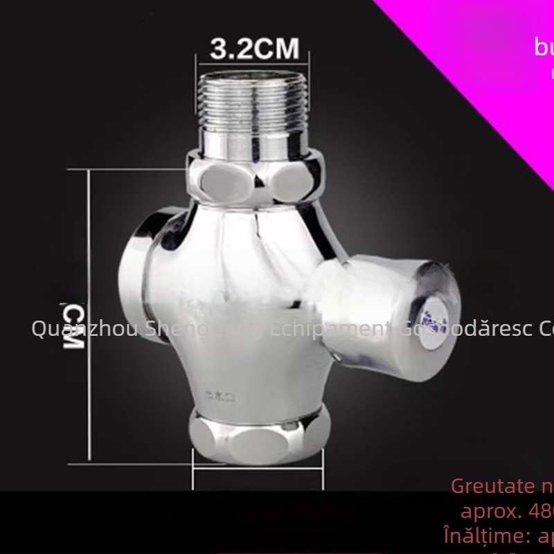 Valve de spălare pentru toaletă de tip squat, modelul 0013, corp din cupru, ieșire DN25, timp de spălare 5 s, presiune de lucru 0-15 bar