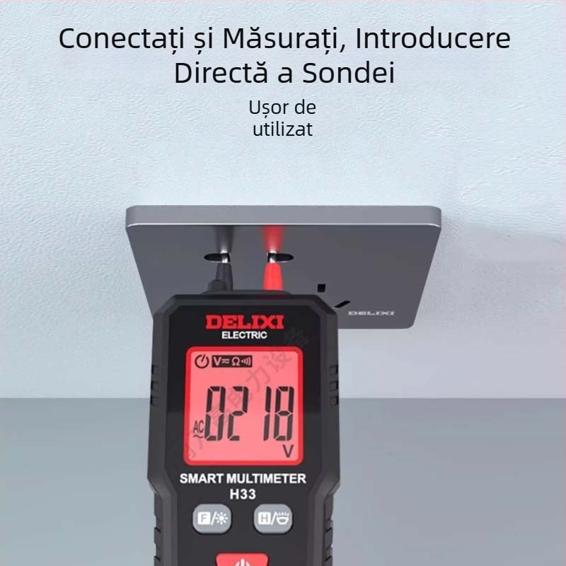 Delixi H33 Multimetru - Compact Portabil NCV pentru Secvența de Fază, Lanternă și Oprire Automată