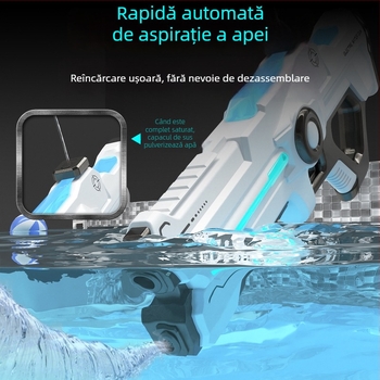 Pușcă de apă electrică pentru copii cu absorbție automată a apei, încărcare și emisie, structură din plastic, potrivită pentru copii 4-6 ani