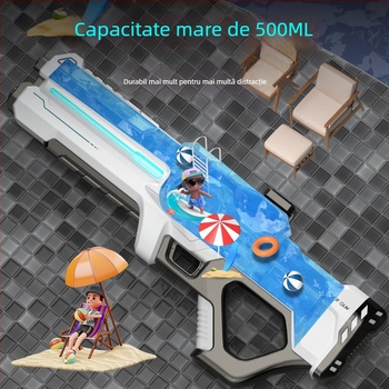 Pușcă de apă electrică pentru copii cu absorbție automată a apei, încărcare și emisie, structură din plastic, potrivită pentru copii 4-6 ani