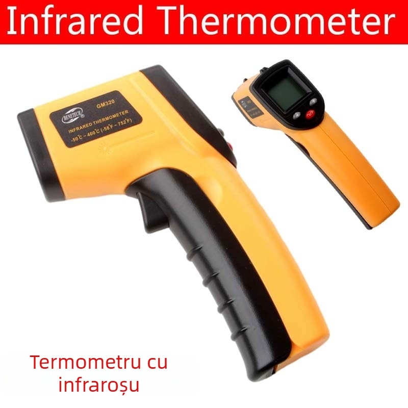 GM320 Termometru infraroșu portabil pentru utilizare industrială - interval de măsurare -50 până la 400°C, rezoluție 0,1°C, precizie ±1,5%, timp de răspuns 0,5 s