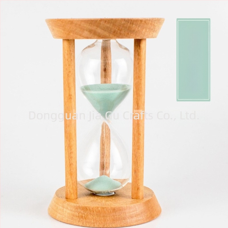 Clepsidră din lemn cu trei coloane, formă circulară, Beech, stil modern, semi-manual, semi-mechanic, decor de birou