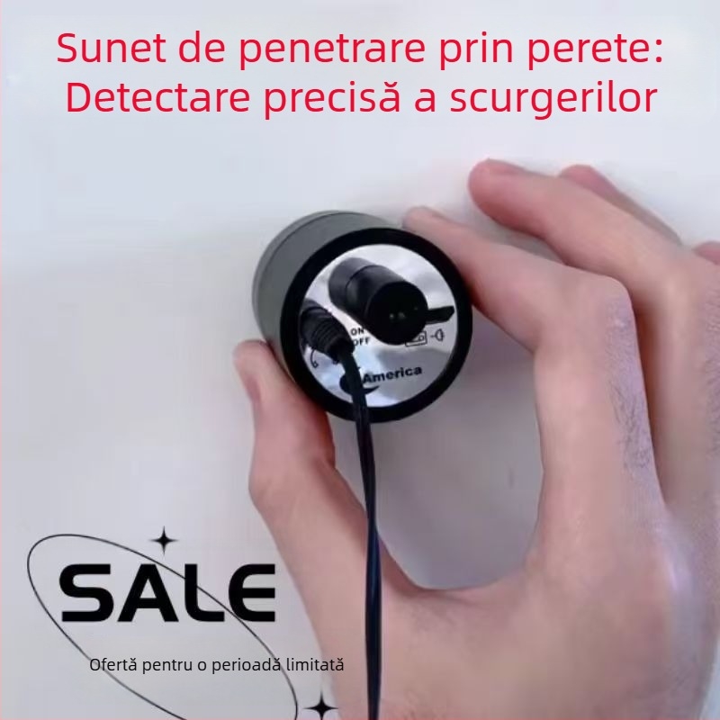 Detector acustic pentru scurgeri de apă, pentru pereți și țevi, detector industrial wireless pentru detecție precisă, destinat reparației țevilor