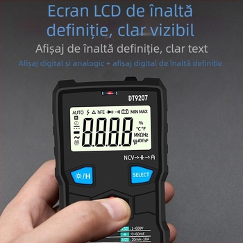 Multimetru digital DT9207 (Gama automată; DC 6-600V; AC 6-600V; Capacitate 0-60µF)