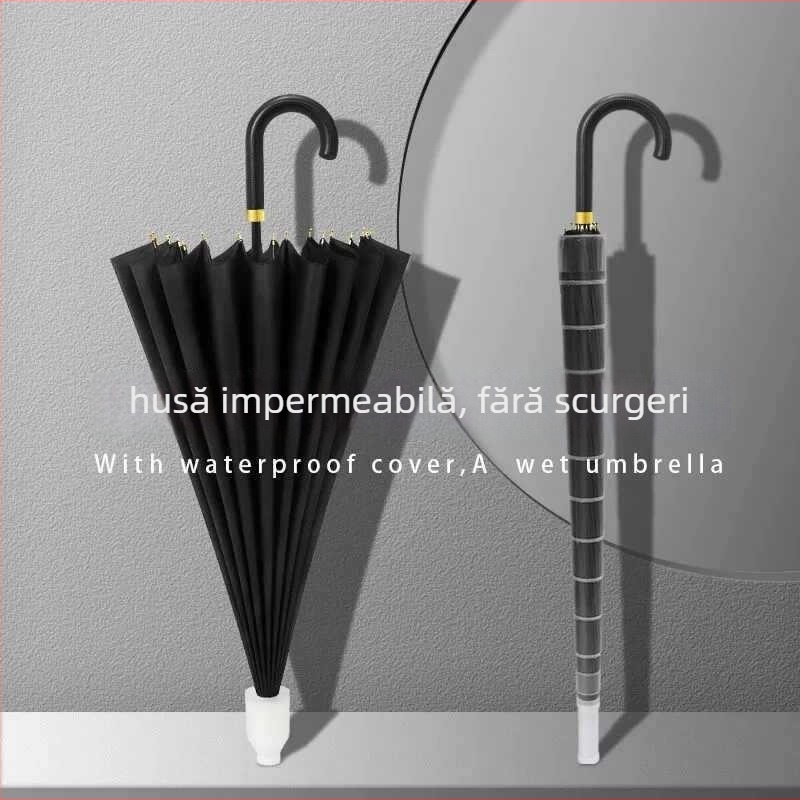 Umbrelă de bărbați cu 24 de brațe, deschidere automată, mâner lung în stil golf, țesătură impermeabilă 190t, imprimare logo