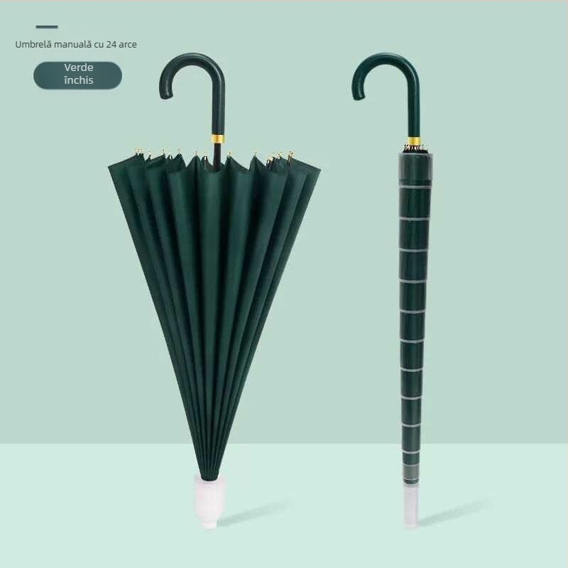 Umbrelă de bărbați cu 24 de brațe, deschidere automată, mâner lung în stil golf, țesătură impermeabilă 190t, imprimare logo