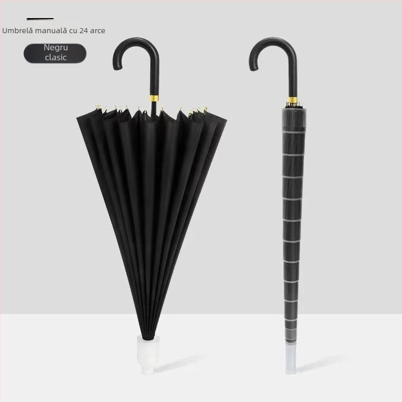Umbrelă de bărbați cu 24 de brațe, deschidere automată, mâner lung în stil golf, țesătură impermeabilă 190t, imprimare logo