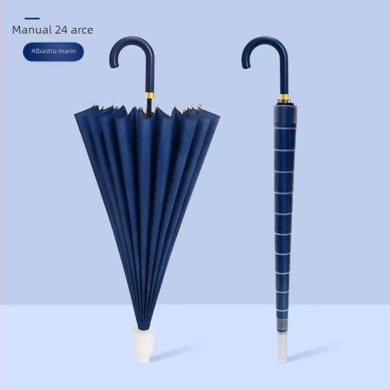 Umbrelă de bărbați cu 24 de brațe, deschidere automată, mâner lung în stil golf, țesătură impermeabilă 190t, imprimare logo