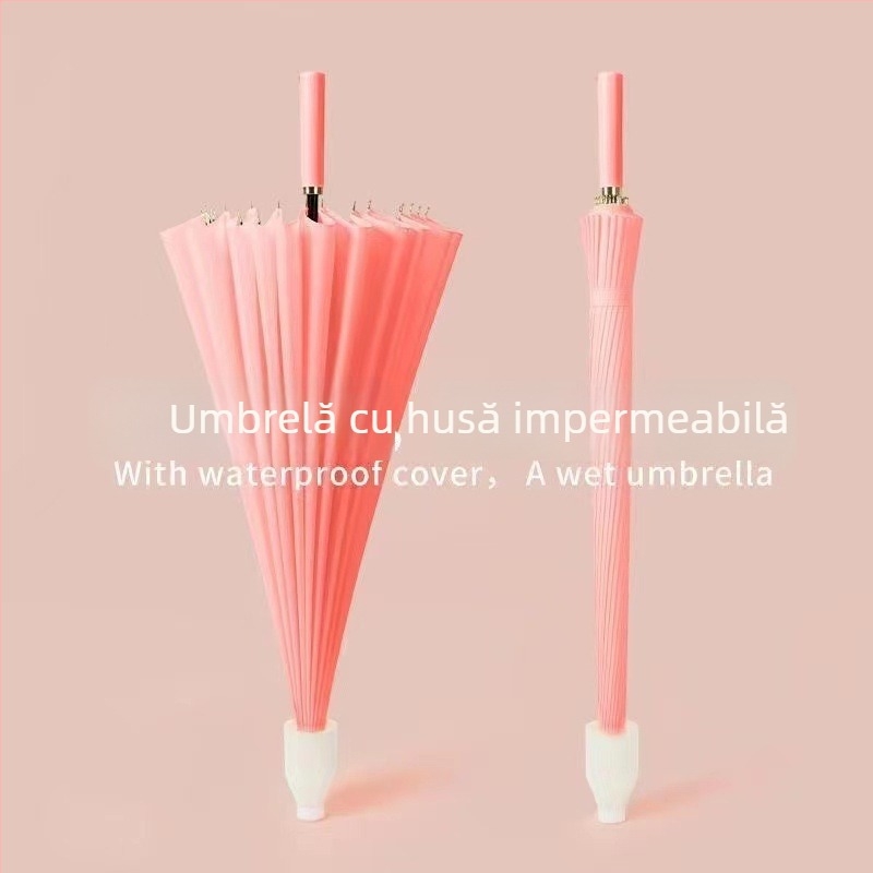 Umbrelă de bărbați cu 24 de brațe, deschidere automată, mâner lung în stil golf, țesătură impermeabilă 190t, imprimare logo