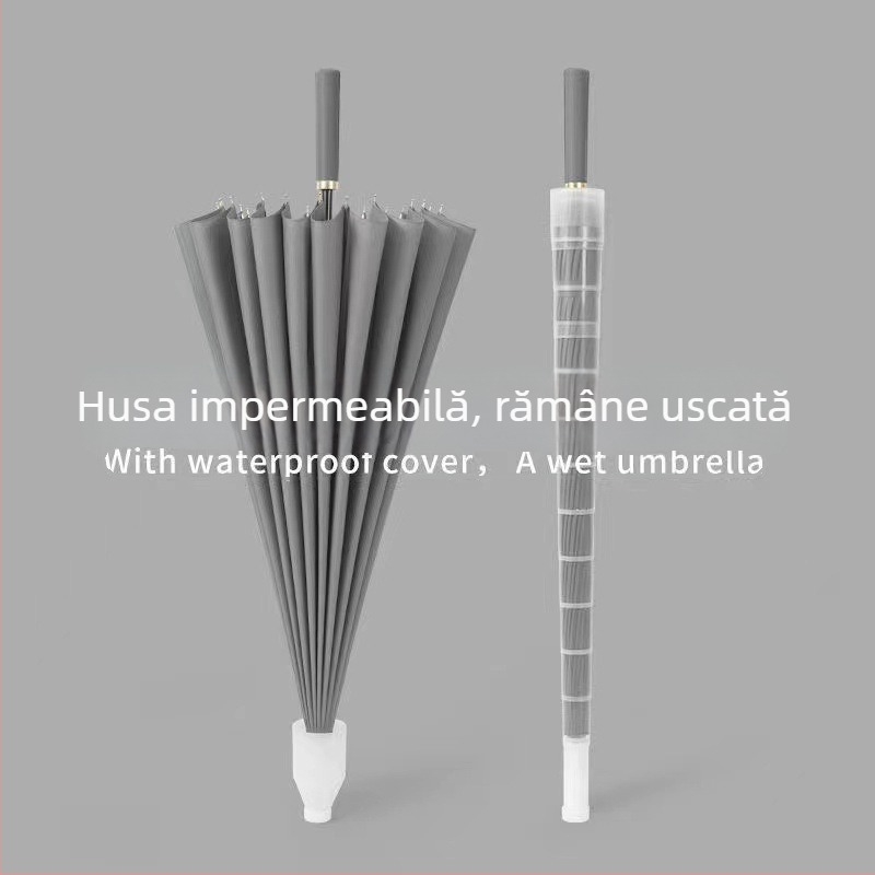 Umbrelă de bărbați cu 24 de brațe, deschidere automată, mâner lung în stil golf, țesătură impermeabilă 190t, imprimare logo