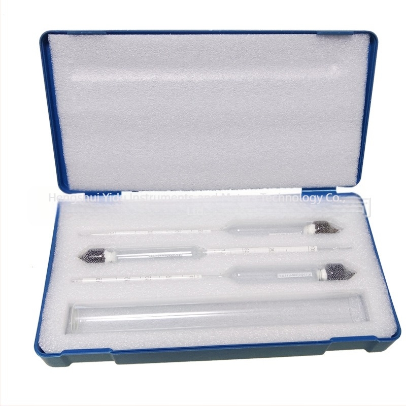 Dispozitiv pentru concentrația alcoolică – hidrometru, set de trei piese cu cutie din lemn și husă din plastic, interval 0-100, modele 0-40/40-70/70-100