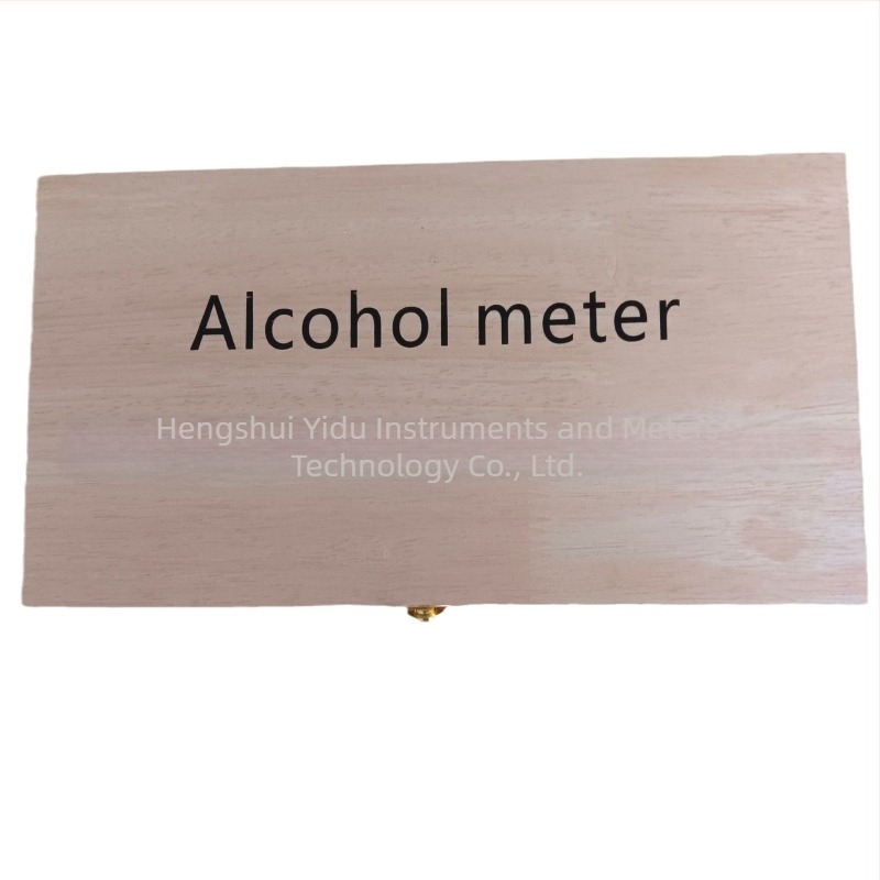 Dispozitiv pentru concentrația alcoolică – hidrometru, set de trei piese cu cutie din lemn și husă din plastic, interval 0-100, modele 0-40/40-70/70-100