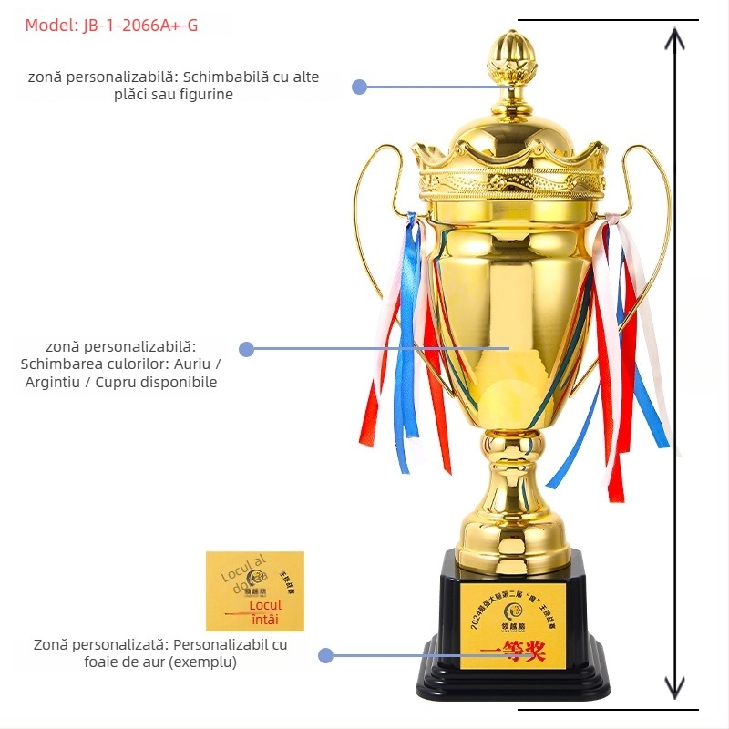 Trofeu metalic pentru competiții sportive — imprimare logo personalizabilă; greutate netă 3 kg; marca Yiwu Golden Cup; potrivit ca dar de afaceri