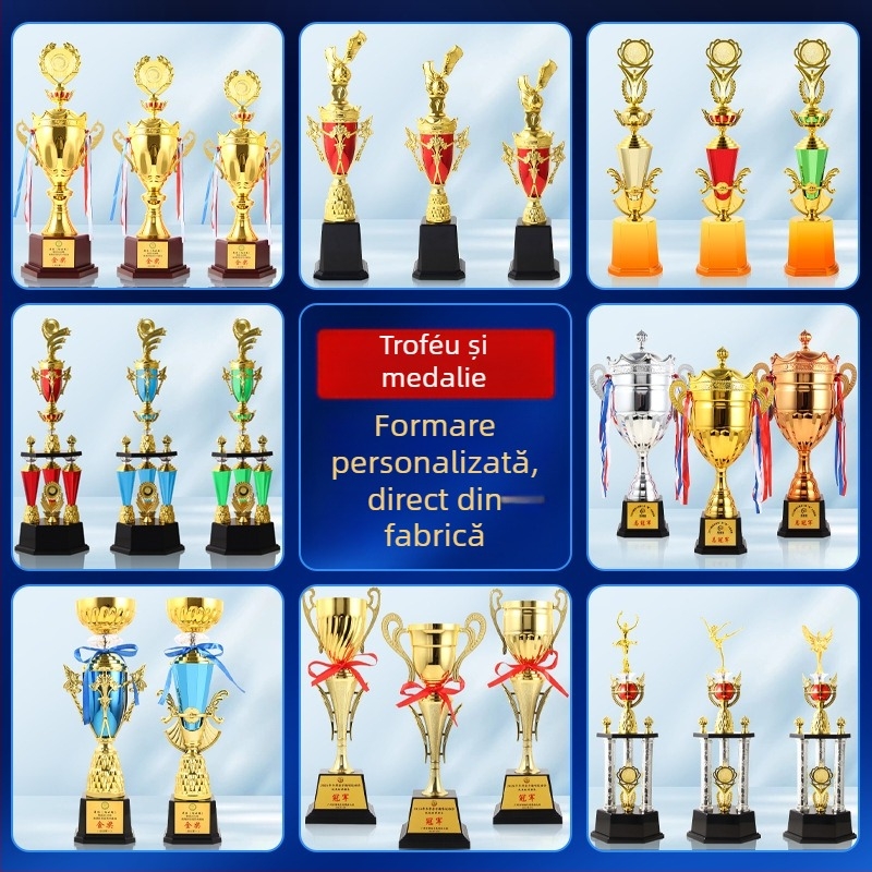 Trofeu metalic pentru competiții sportive — imprimare logo personalizabilă; greutate netă 3 kg; marca Yiwu Golden Cup; potrivit ca dar de afaceri