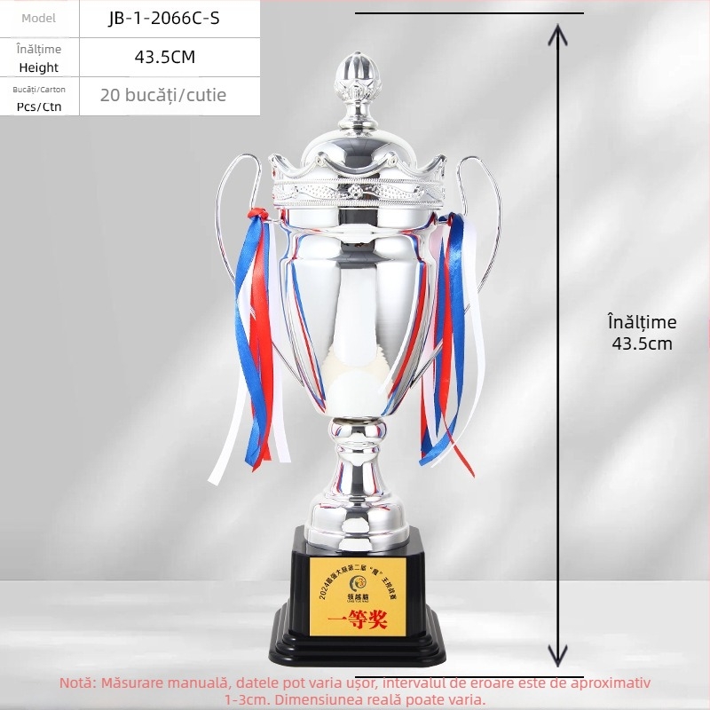 Trofeu metalic pentru competiții sportive — imprimare logo personalizabilă; greutate netă 3 kg; marca Yiwu Golden Cup; potrivit ca dar de afaceri