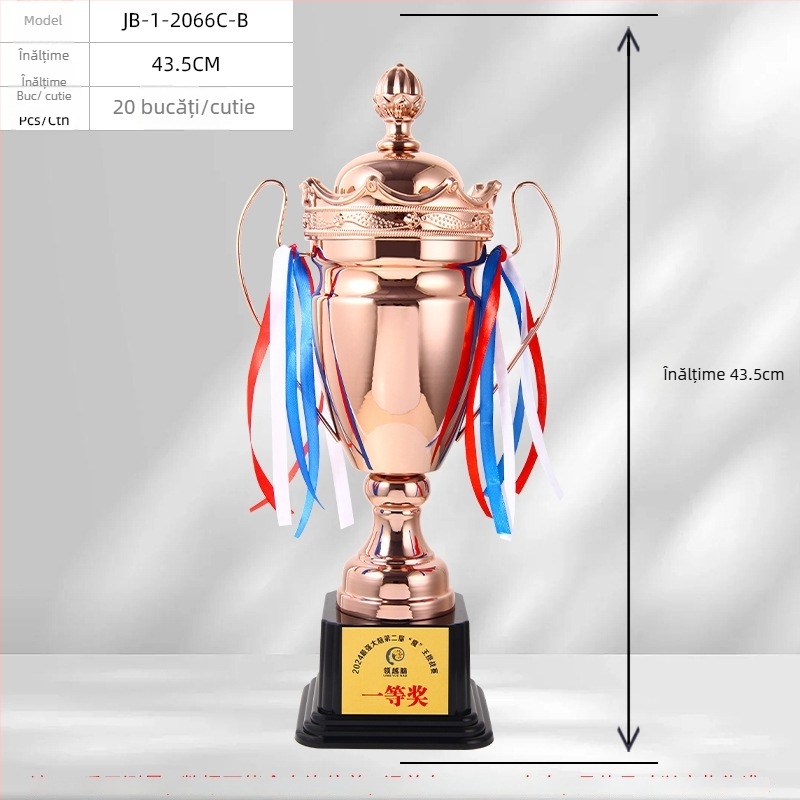 Trofeu metalic pentru competiții sportive — imprimare logo personalizabilă; greutate netă 3 kg; marca Yiwu Golden Cup; potrivit ca dar de afaceri