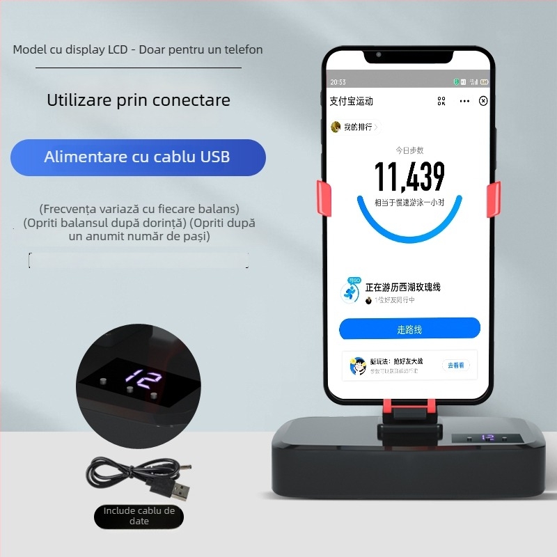 Shaker pedometru pentru încheietură – complet automat, silențios, balans stânga-dreapta, model 985, rezistență la aer, pentru uz casnic