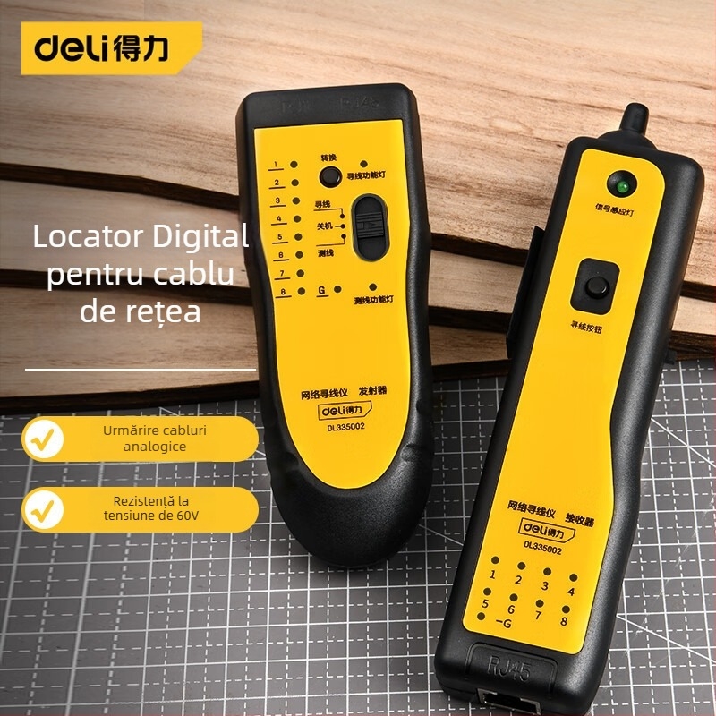 Deli DL335002 detector de rețea și tester multifuncțional pentru linii telefonice, RJ45 + RJ11