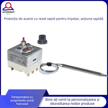 Termostat tripolar 30A cu expansiune lichidă, cu sondă, resetare manuală, protecție la defect
