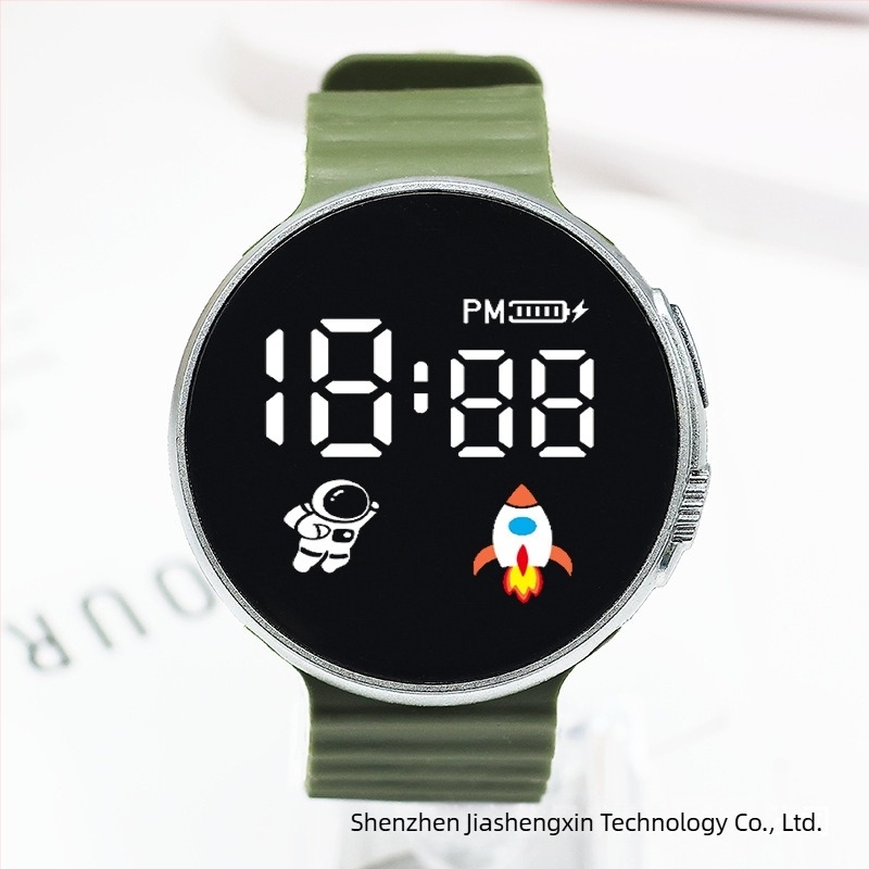 Ceas cu afișaj digital pentru elevi și adolescenți, cadran rotund, carcasă din plastic, curea din plastic, mișcare electronică