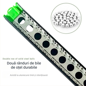 Ghidaj glisant cu 3 secțiuni pentru dulapuri și sertare, amortizor; mișcare silențioasă; Material: oțel laminat la rece; Finisaj: electroforetic; Potrivit pentru dulapuri, sertare și tăvi pentru tastaturi