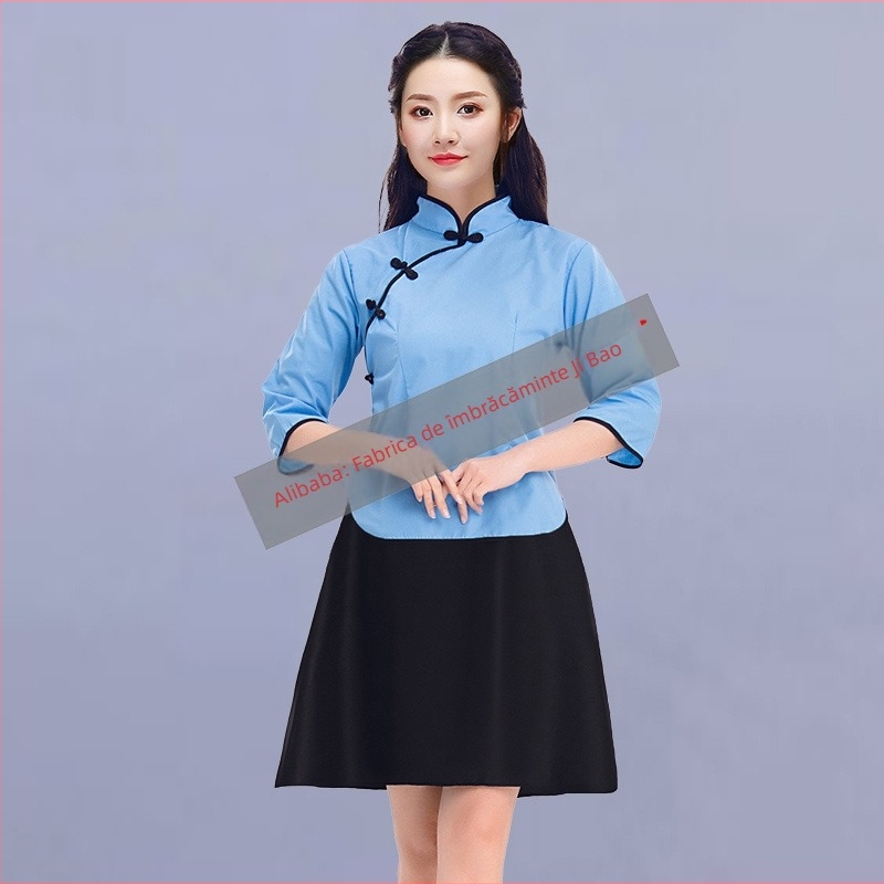 Costum de scenă feminin, în stil ROC Zhongshan, uniformă școlară pentru cor, poliester 95%+, Toamnă 2024
