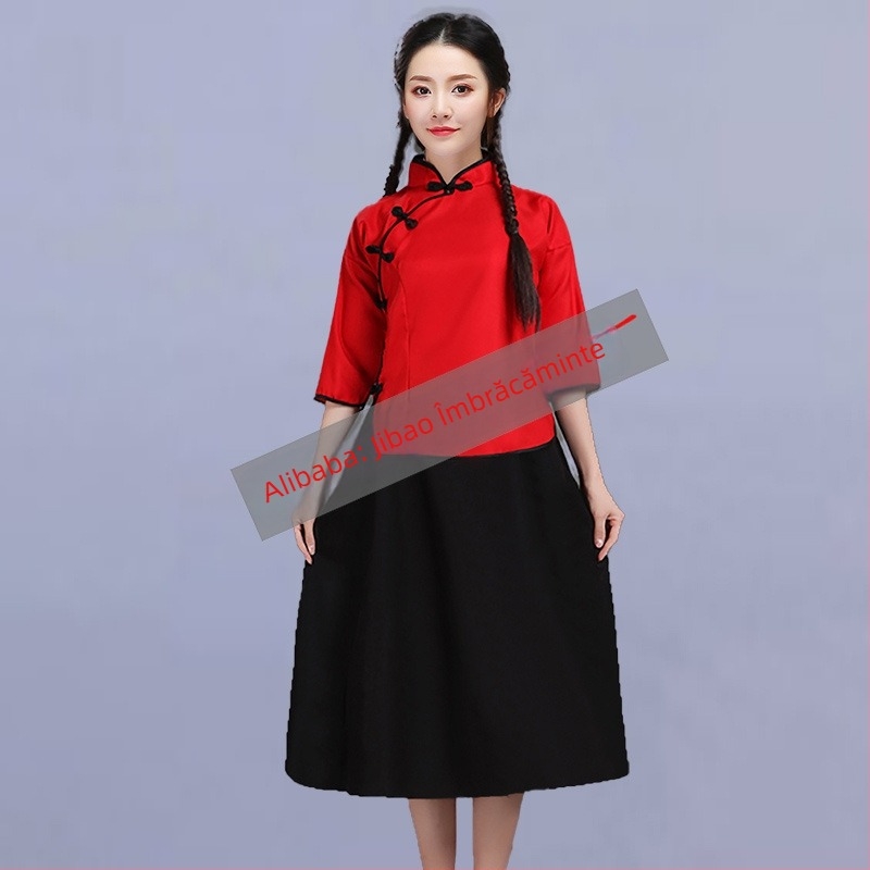 Costum de scenă feminin, în stil ROC Zhongshan, uniformă școlară pentru cor, poliester 95%+, Toamnă 2024