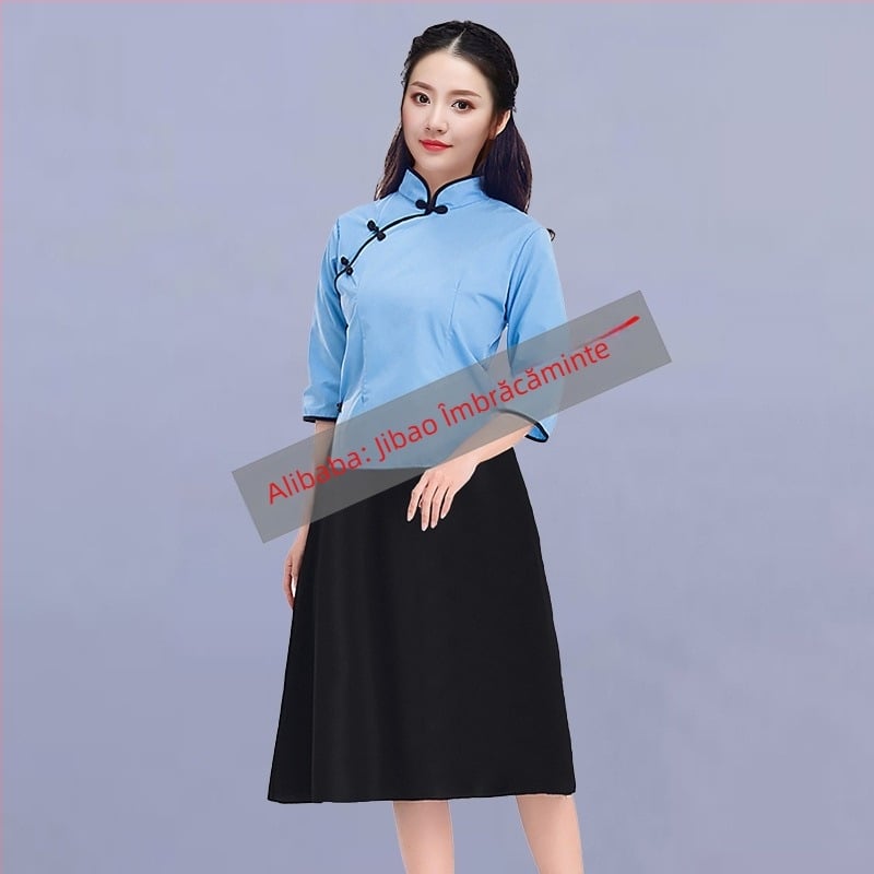 Costum de scenă feminin, în stil ROC Zhongshan, uniformă școlară pentru cor, poliester 95%+, Toamnă 2024