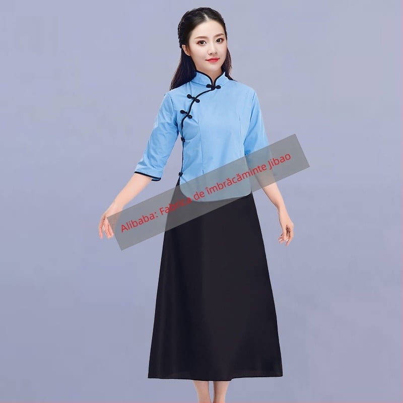 Costum de scenă feminin, în stil ROC Zhongshan, uniformă școlară pentru cor, poliester 95%+, Toamnă 2024