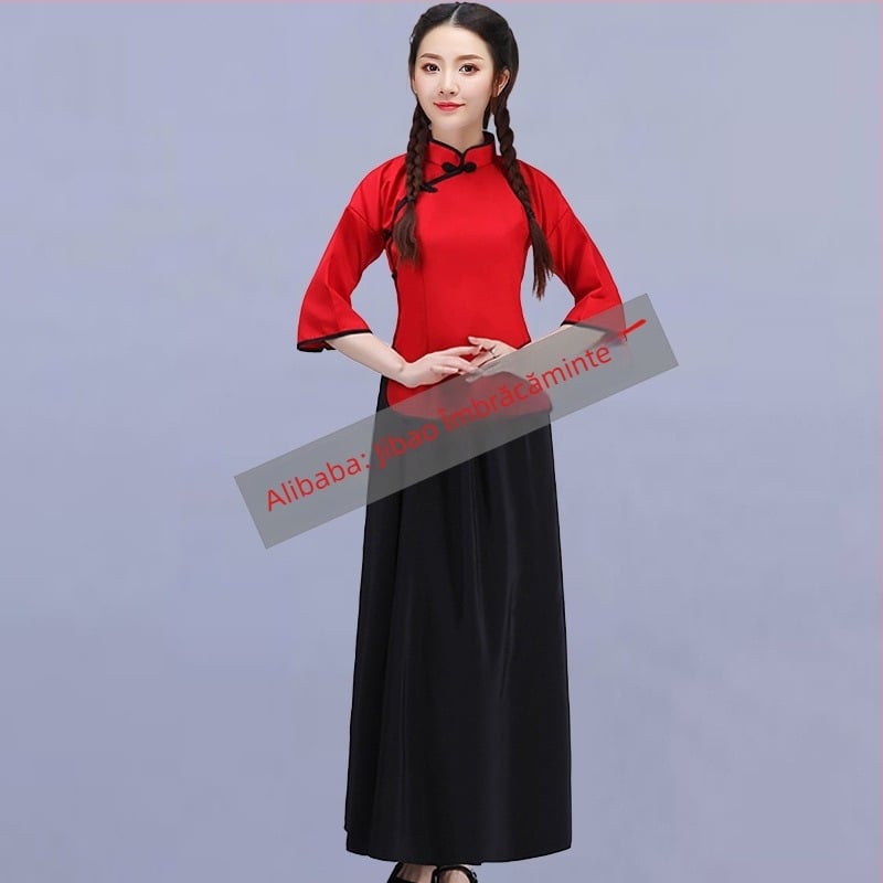 Costum de scenă feminin, în stil ROC Zhongshan, uniformă școlară pentru cor, poliester 95%+, Toamnă 2024