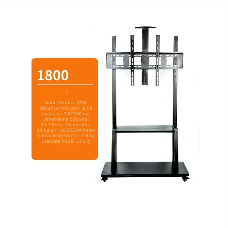 Stand TV de podea cu roți detașabile, metal, model ST-05, greutate 11–35 kg, pentru afișaje comerciale
