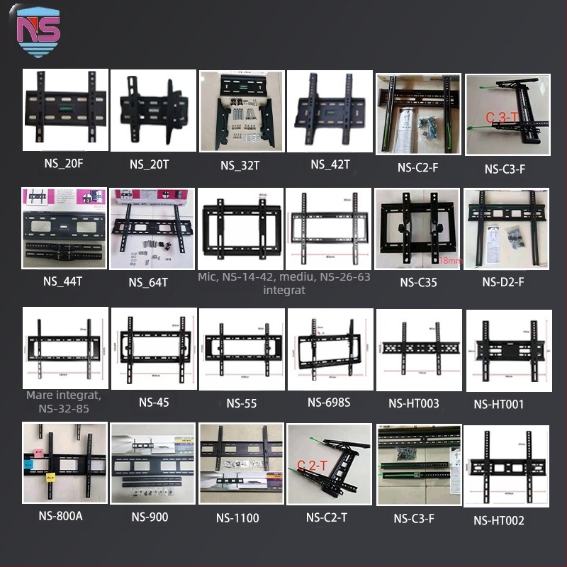 Suport de perete pentru TV cu balansare și reglaj telescopic, cadru din fier, control mecanic, capacitate de încărcare peste 15 kg