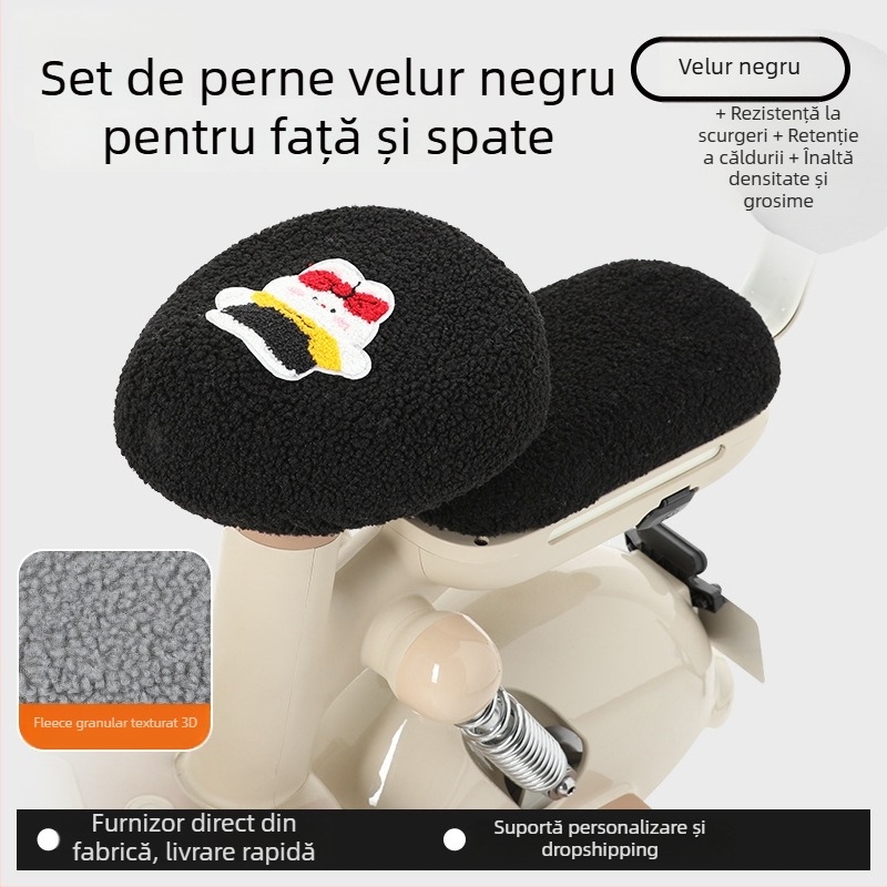 Husă pentru șa bicicletă electrică, fleece de iarnă, îngroșată, Huiying, imprimare de logo, disponibilă personalizare