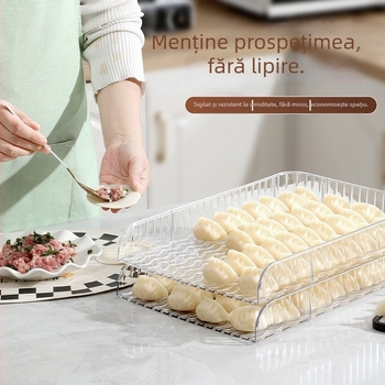 Cutie pentru găluște cu perdea de capac pentru tavă, capacitate mare, plastic alimentar, design simplu, sistem multistrat