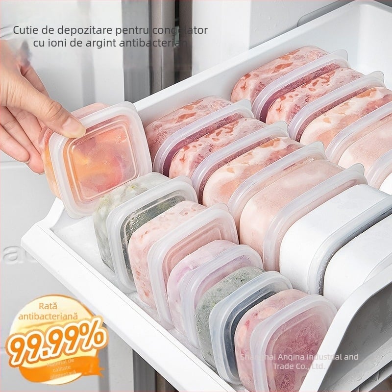 Cutie de congelator cu compartimente pentru carne, din plastic alimentar, dimensiune mică