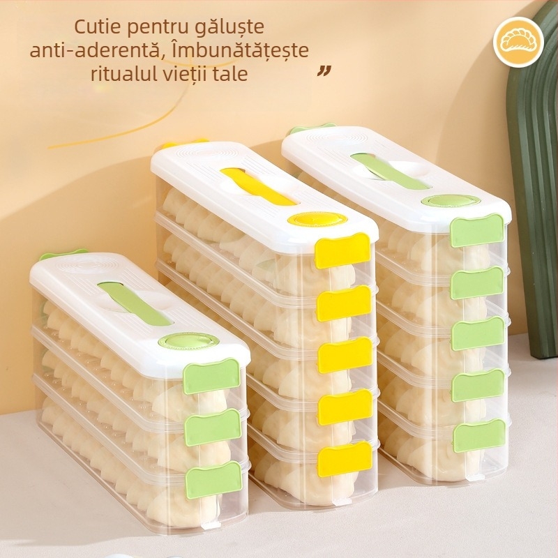 Cutie portabilă pentru găluște și ouă, capacitate mare, din plastic, organizator de bucătărie multifuncțional