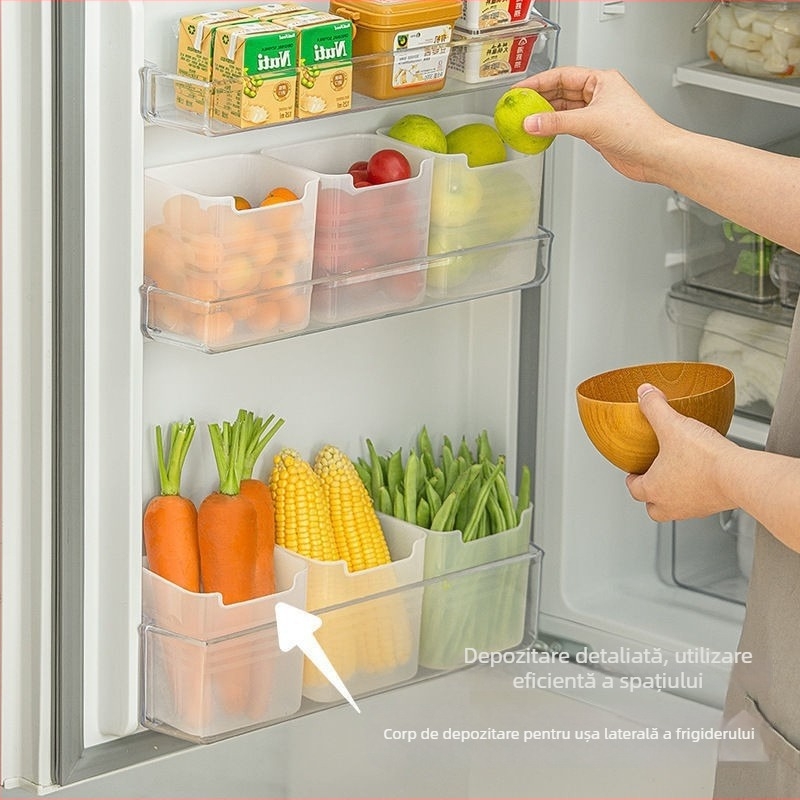 Cutie de depozitare pentru ușa laterală a frigiderului – plastic alimentar, brand Autonomy, depozitare și păstrarea prospețimii, stil simplu
