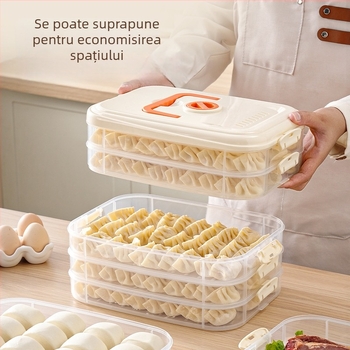 Cutie de depozitare pentru dumplings, din plastic, design simplu, fără marcă