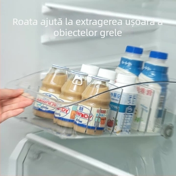 Organizator transparent pentru frigider cu separator pentru fructe și legume, PET material