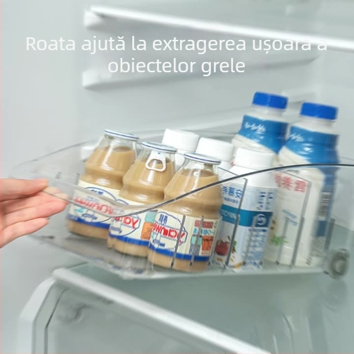 Organizator transparent pentru frigider cu separator pentru fructe și legume, PET material