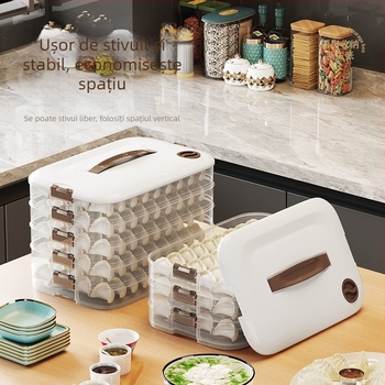 Cutie de depozitare pentru găluște – plastic de calitate alimentară, multistrat, capacitate mare, congelare temporizată, stil luxuos ușor