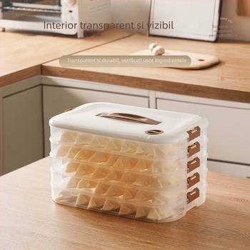 Cutie de depozitare pentru găluște – plastic de calitate alimentară, multistrat, capacitate mare, congelare temporizată, stil luxuos ușor