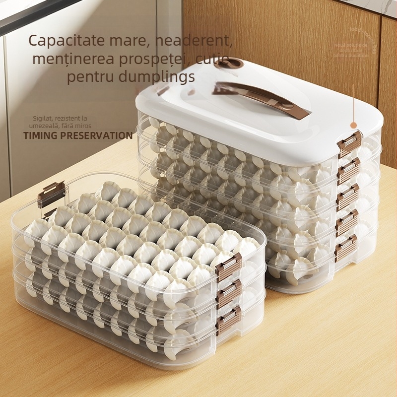 Cutie de depozitare pentru găluște – plastic de calitate alimentară, multistrat, capacitate mare, congelare temporizată, stil luxuos ușor